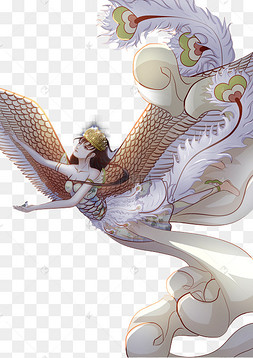 日系古代神话凤凰女孩人物素材