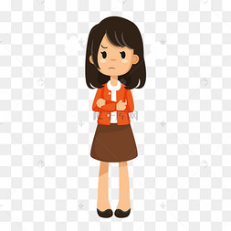 q版生气的女孩矢量素材