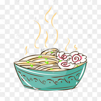 冬季热气腾腾的简笔画小清新美食鱼板面免抠素材