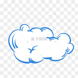 云朵可爱蓬松蓝色手绘png图