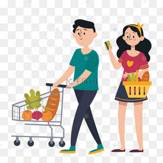 商城商场购物夫妻购物人物素材