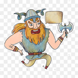 卡通愤怒的牛角勇士