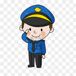行礼的人民警察手绘卡通