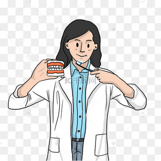 全国爱牙日长发女牙医手拿牙齿模型