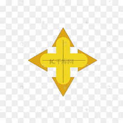 手绘卡通黄色十字箭头坐标定位