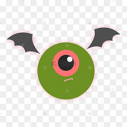 绿色可爱海报小恶魔png免抠