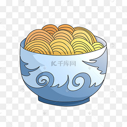 蓝色碗具卡通面条