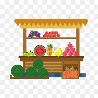 矢量手绘水果摊位