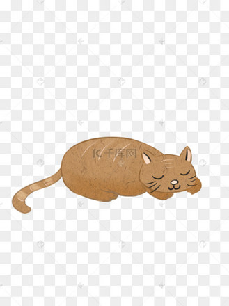棕色趴着睡懒觉的卡通小猫可商用元素