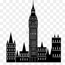 伦敦大本钟黑白剪影png图