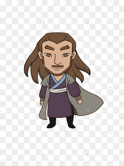 卡通人物素材下载 png下载psd水墨手绘卡通人物古装侠客人物元素下载