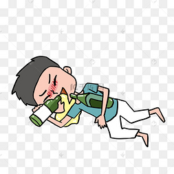 卡通插图喝醉酒的男人