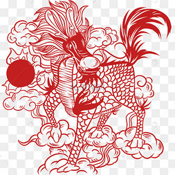 祥瑞动物麒麟中国风红色麒麟窗花剪纸红色麒麟剪纸黄色麒麟剪纸天禄