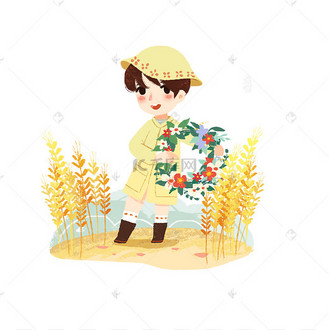 二十四节气芒种送花神手写矢量字