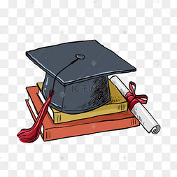 毕业季卡通黑色学士帽png免抠素材