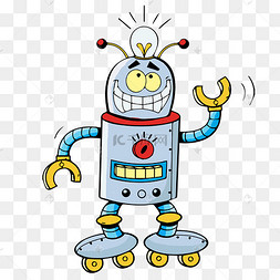 卡通手绘搞怪机器人矢量