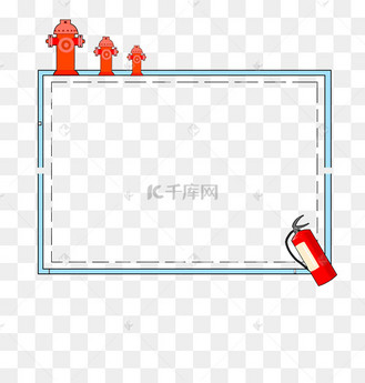 可爱卡通消防主题边框手绘插画