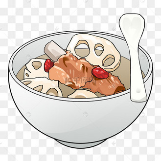 手绘美食莲藕炖排骨插画