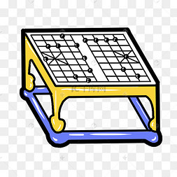 中国风棋盘手绘插画
