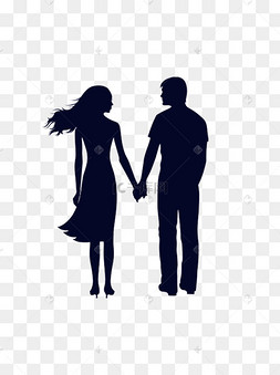 夜光下的情侣背影元素