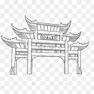 江南大学校门线稿