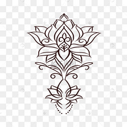 欧美纹身手稿手绘莲花图腾
