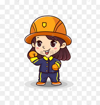 劳动节可爱小女生消防员制服q版卡通角色