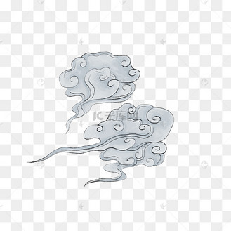 白色水墨祥云云纹插画