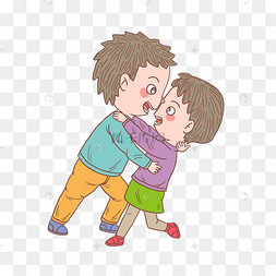 卡通手绘人物深情对视情侣