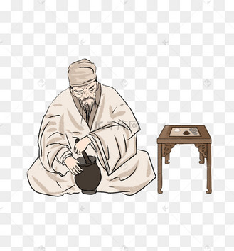 中医中药养生相关中医大夫捣药手绘卡通