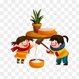 手绘打年糕png图