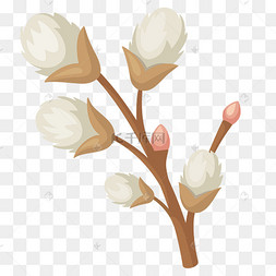 卡通手绘木棉花棉花树