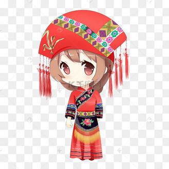 q版手绘少数民族壮族