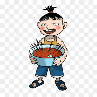 卡通人物火锅串串美食手绘