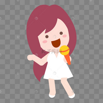 卡通矢量正在唱歌的q版女孩