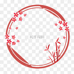 红色剪纸圆形边框