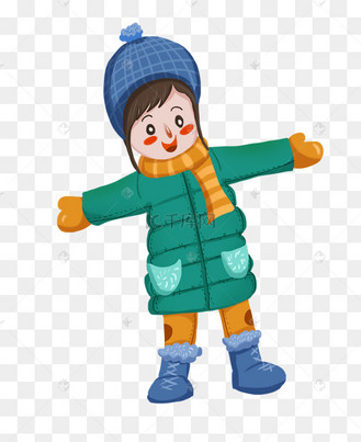 穿着羽绒服的举起双手的女孩