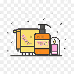 矢量手绘卡通洗漱用品