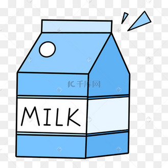 卡通彩绘一盒蓝色牛奶素材