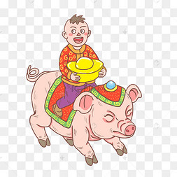 骑猪少年高清卡通图片图片