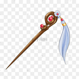 精美的金簪子蓝色的蝴蝶发簪插画扇形发簪装饰插画漂亮的绿色发簪插画