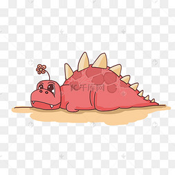 粉色的趴着的恐龙