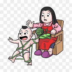 手绘捣乱的孩子插画