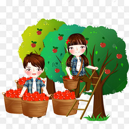 果实累累水果石榴隔离素描卡通手绘秋季粮食采集插画收获水果柿子插画