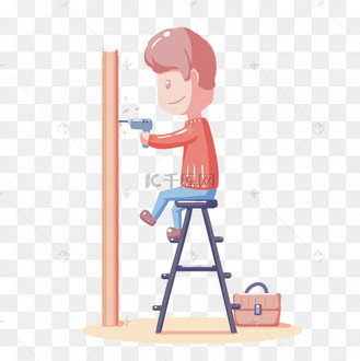 装修施工钻孔工人人物免扣png