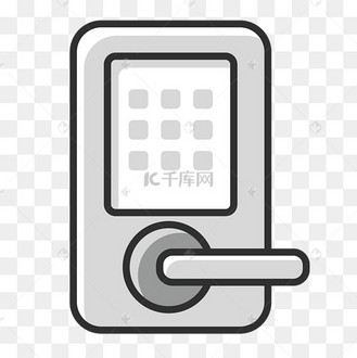 蓝色圆角手绘智能锁