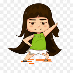 卡通可爱大眼睛长发女汉子