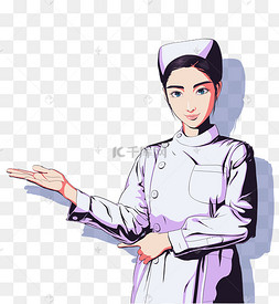 手绘卡通医院护士医生女孩医疗扁平化人物形象简约扁平卡通可爱温馨