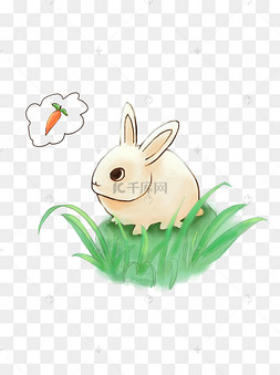 小兔子吃草图画图片