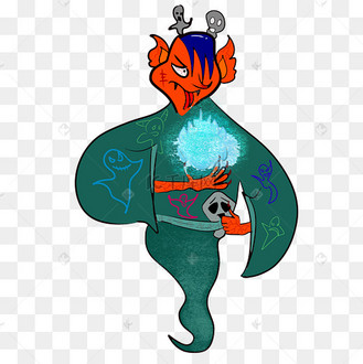 手绘矢量卡通万圣节鬼怪怪兽鬼火